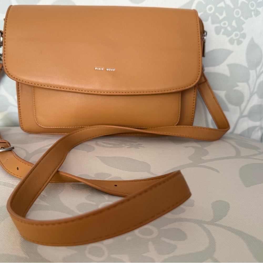 Pixie Mood Vegan Leather Honey Tan Zoe Crossbody Bag Purse